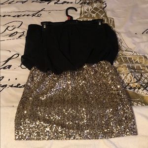Gold sparkle mini dress